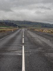 Highway in landscapes of Iceland