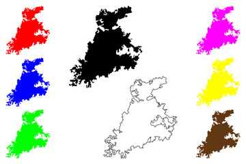 Oyo city (Federal Republic of Nigeria, Oyo State) map vector illustration, scribble sketch Jabatá Oyó, Oyó Aláafin or Oyo Atiba map