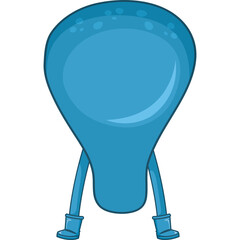Abstract Blue Blob Character with Pixelated Legs and Boots Standing Against a Transparent Background