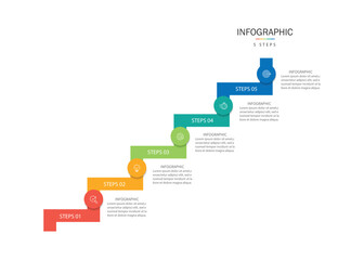 Infographic ladder 5 steps to success growth archetype. Business process. Vector illustration.