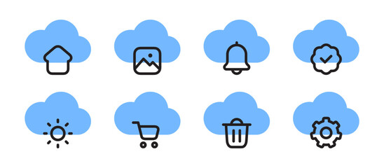 Obraz premium Cloud Computing Service Features Icon Set