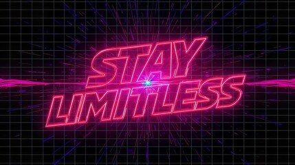 Neon pink stay limitless motivational text design