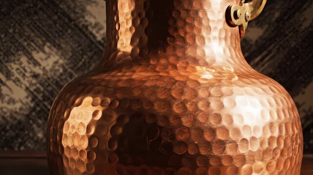 Close Up of Hammered Copper Turkish Coffee Pot