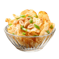 Delicious Crunchy Potato Chips with Fresh Green Onions and Herbs