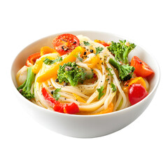 Delectable Vegetarian Spaghetti Bowl with Vibrant Vegetables for Recipes and Menus