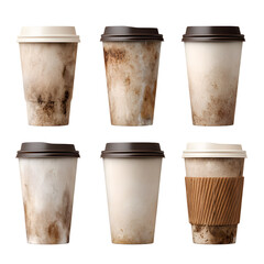Professional Disposable Coffee Cup Set with Realistic Stain Texture for Marketing Materials