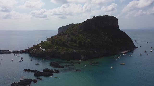 Aerial view of the Dino Island, Praia a Mare, Italy