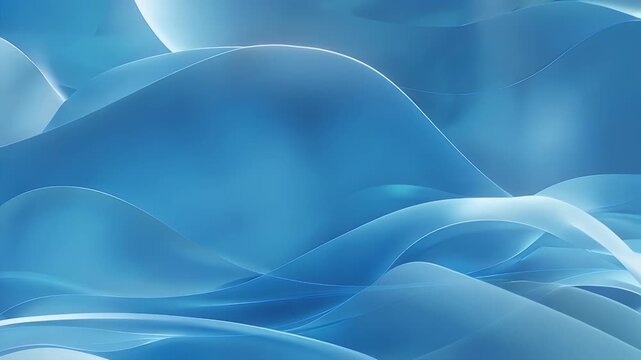 Abstract flowing blue forms create a serene, cool, and elegant digital background with subtle light play