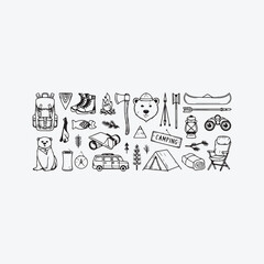 Hand drawn alphabet vector icons set for web design