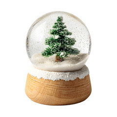 Festive Snow Globe with Green Christmas Tree - Holiday Celebration Concept