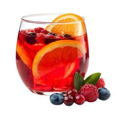 Refreshing Fruit Punch with Citrus and Berries Isolated on White Background