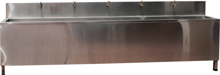 industrial steel sink on transparent base