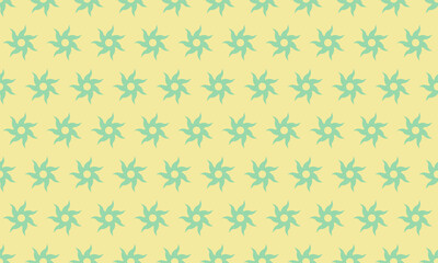 Seamless pastel green starburst pattern on a pale yellow background.  Ideal for textile design, website backgrounds, or vibrant branding.