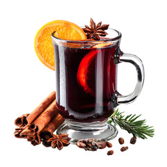 Delicious Hot Mulled Wine with Spices in Glass Cup for Winter Festivities