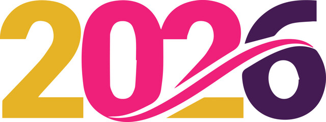 Beautiful happy new year 2026 colorful text design