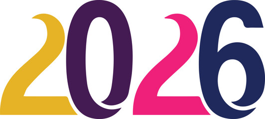 Beautiful happy new year 2026 colorful text design
