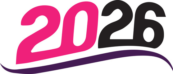 Beautiful happy new year 2026 colorful text design