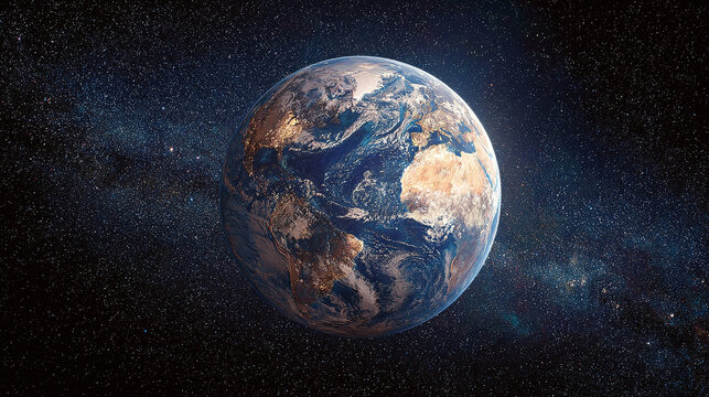 A breathtaking image of planet Earth, showcasing its vibrant beauty and complexity against a starlit backdrop