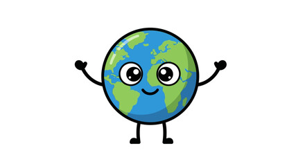 Cheerful Earth Cartoon Character Promoting Environmental Awareness and Sustainability