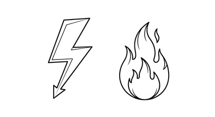 Dynamic duo: contrasting symbols of electrical energy and fiery combustion depiction