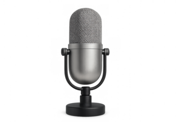 Vintage studio microphone for broadcasting, podcasting, and recording audio, reflecting retro sound and music production