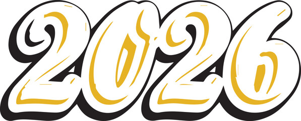 Beautiful happy new year 2026 colorful text design