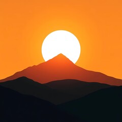 Modern flat design vector, minimalist theme, two-dimensional shapes, electric vivid colors, trending mountain tame templates,Generative AI