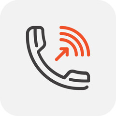 Modern incoming call flat line vector illustration icon design concept. Icon for mobile and web graphics. Flat symbol, logo creative concept. Simple and clean flat pictogram