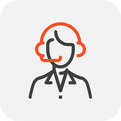 Obraz premium Modern operator flat line vector illustration icon design concept. Icon for mobile and web graphics. Flat symbol, logo creative concept. Simple and clean flat pictogram