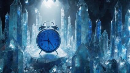 Frozen Time - An Alarm Clock Encased in Ice Crystals.
