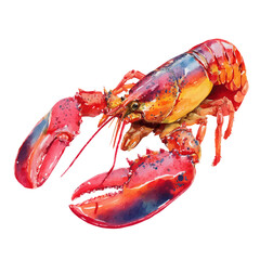 Lobster in watercolor style, vector illustration, isolated on white background.