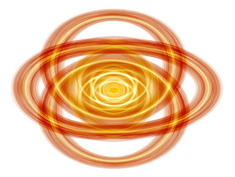 Abstract glowing yellow and orange circular pattern, digital art with swirling energy, radiating light, and dynamic movement, evoking sense of power and creativity