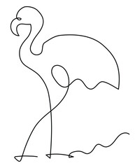Elegant One Line Flamingo Minimalist Continuous Drawing Art.