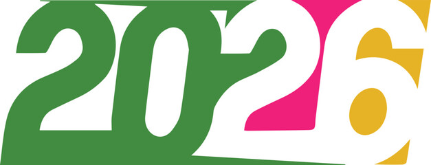 Beautiful happy new year 2026 colorful text design