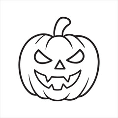 Simple Halloween Pumpkin Vector in Line Art Style