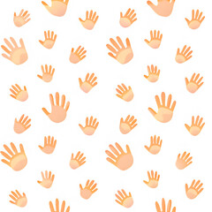 3D Hand Palm Wave Gesture Seamless Pattern Black Beige Minimalist Hello