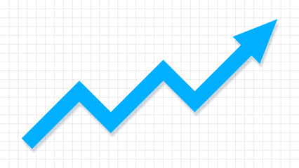 Colorful arrow concept of an upward trend of the stock market of securities or cryptocurrency