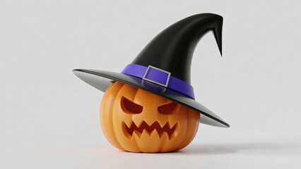 Spooky jack-o'-lantern with witch hat ready for Halloween frights and festive celebrations