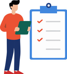 Flat Vector Illustration of Man Holding Tablet