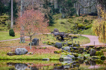Autumn landscape in the Japanese Garden of Kadriorg Park, Tallinn, Estonia. Peaceful autumn scenery in the Japanese Garden of Kadriorg Park in Tallinn, Estonia.
