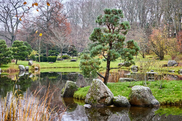 Autumn landscape in the Japanese Garden of Kadriorg Park, Tallinn, Estonia. Peaceful autumn scenery in the Japanese Garden of Kadriorg Park in Tallinn, Estonia. 
