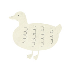 アヒルのイラスト　手描き北欧風