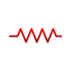 Red Zigzag Resistor Icon – Vector Symbol for Circuit, Electronics, and Engineering Design