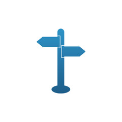 Blue Minimalist Signpost Icon – Direction, Navigation, Travel, Wayfinding Vector