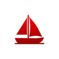 Minimalist Red Sailboat Vector Icon