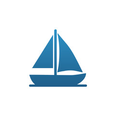 Minimalist Blue Sailboat Vector Icon
