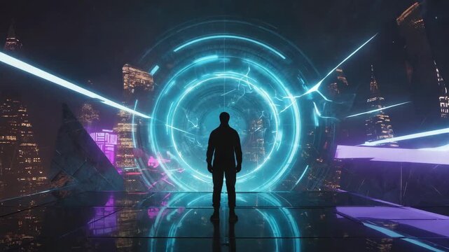 Silhouette at Portal with Digital Rays