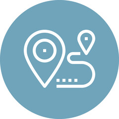 Modern route flat line vector illustration icon design concept. Icon for mobile and web graphics. Flat symbol, logo creative concept. Simple and clean flat pictogram