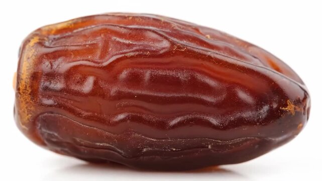 Single Ripe Sweet Date Fruit Isolated on White Background.