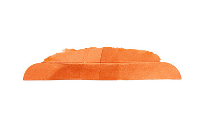 Tira de papel rasgado color naranja aislada sobre fondo negro